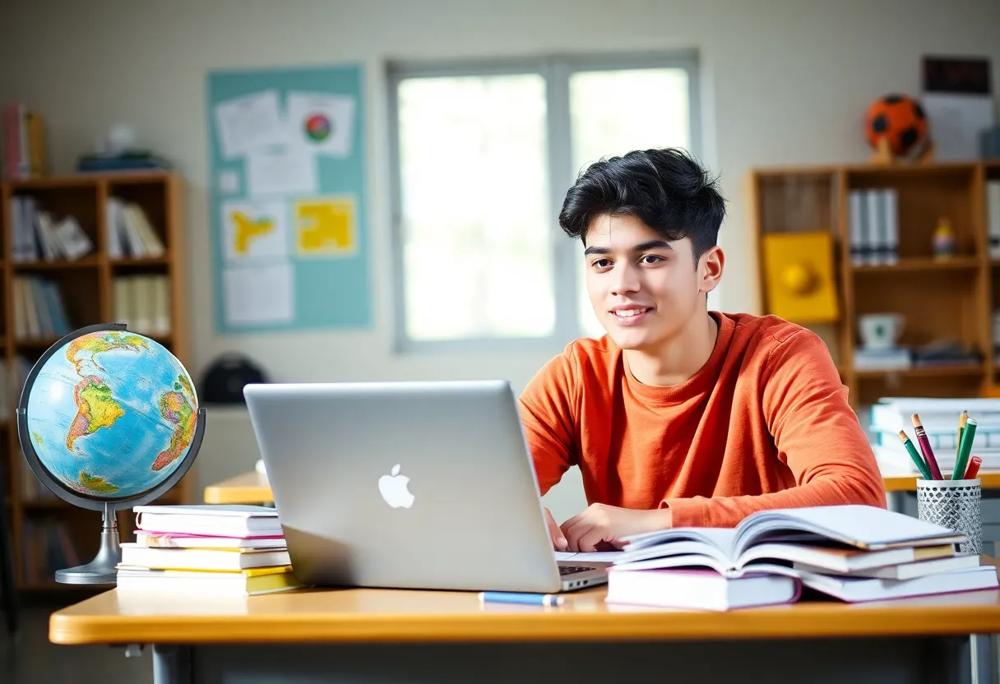 student studying